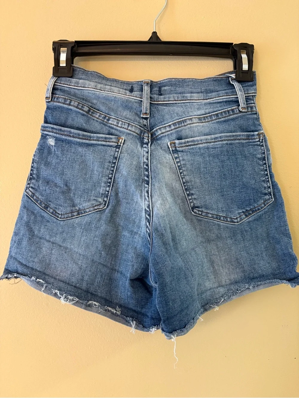 Express Faded Blue Distressed High-Rise Denim Shorts